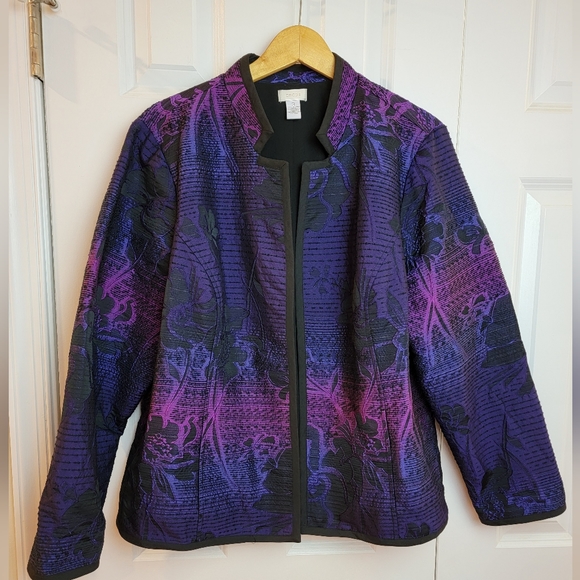 Chicos Black Purple Ombré Open Blazer‎ Size 3 - Picture 1 of 8